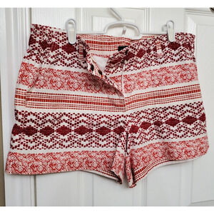 LOFT Women's Rivera Red White Tribal Geometric Print Size 8